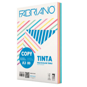 carta copy tinta multicolor a3 80gr 250fg mix 5 colori tenui fabriano