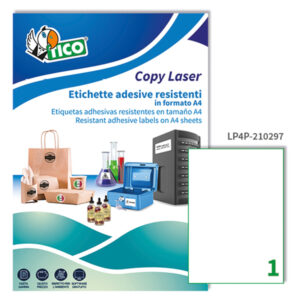 poliestere adesivo lp4p bianco 70fg a4 210x297mm (1et/fg laser tico