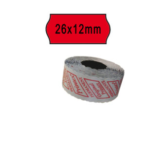 pack 10 rotoli 1000 etich. 26x12mm onda rosso perm. printex