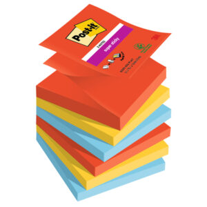 cf. 6pz blocco 90foglietti post-it super sticky z-notes 76x76mm r330-6ss-play