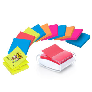 dispenser pro +12 ricarche post-it super sticky z-notes colori ass. 76x76mm