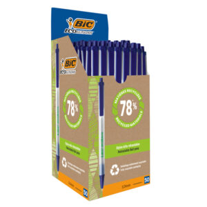 scatola 50 penne a sfera scatto ecolutions blu 1.0mm bic