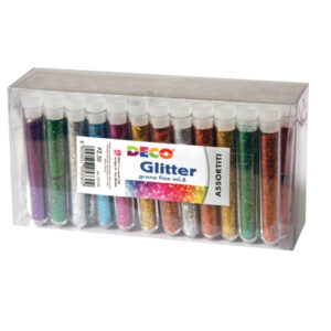 glitter 50 flaconi grana fine 12ml colori assortiti deco