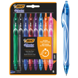 astuccio 8 penna sfera scatto colori assortiti gelocity quick dry bic