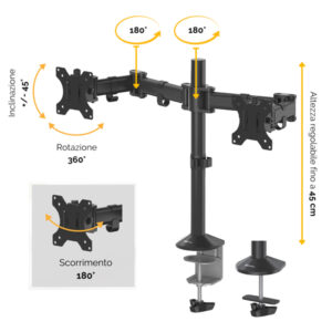 braccio porta monitor doppio reflex series fellowes