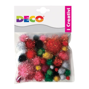 busta 40 pompons lame' colori assortiti deco