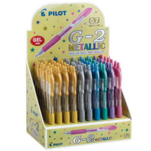 display 60pz roller gel scatto g-2 0,7mm colori assortiti metallic pilot