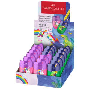temperamatite c/serbatoio 2 fori unicorno e dinosauro faber castell