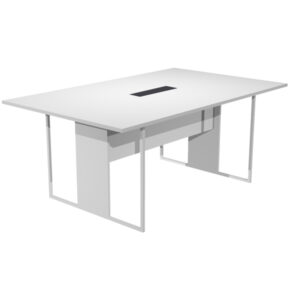 tavolo riunione 180x110cm bianco / gamba bianco / top nero essence
