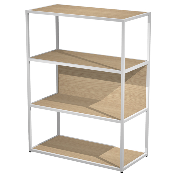 libreria media a giorno 90x44cm - h119cm rovere - gamba bianco essence