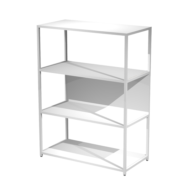 libreria 4 ripiani 90x44h122cm con struttura metal bianco - bianco modular