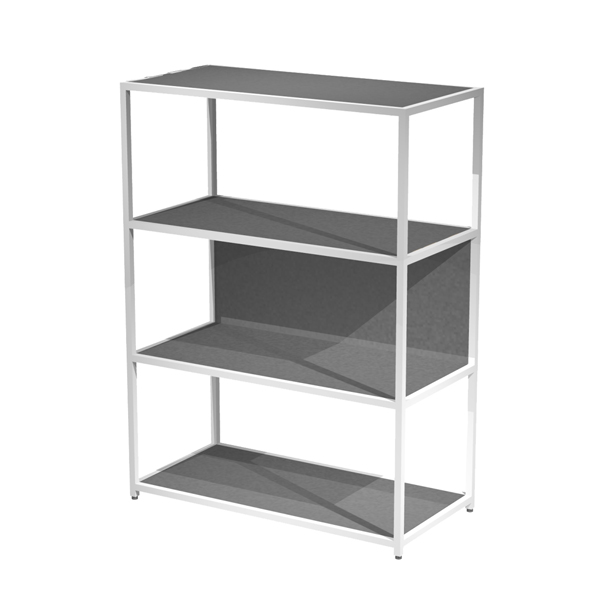 libreria 4 ripiani 90x44h122cm con struttura metal bianco - antracite modular