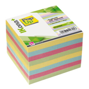 cubo foglietti carta colori pastello 740fg 9,5x9,5cm ikona+