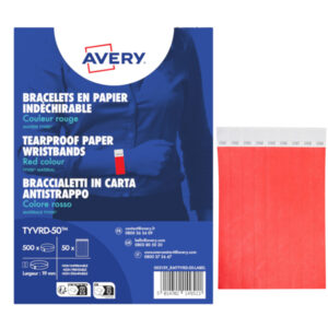 conf. 500 braccialetti identificativi in tyvek rosso fluo 256x19mm (10et/fg