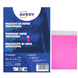 conf. 500 braccialetti identificativi in tyvek rosa fluo 256x19mm (10et/fg