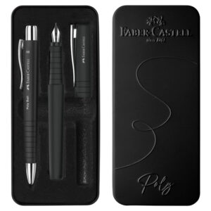 set stilo b poly pen + sfera 0,7mm poly ball fusto nero faber castell