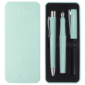 set stilo b poly pen + sfera 0,7mm poly ball fusto caribic blue faber castell