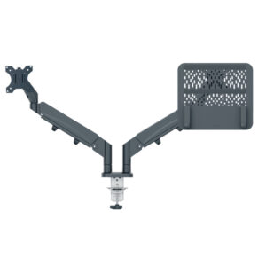 braccio per doppio monitor laptop salvaspazio grigio scuro leitz