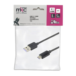 cavo usb 2.0 100w 480mbps con connettori a-c - 1mt