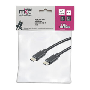 cavo usb 2.0 100w 480mbps con connettori c-c - 1mt