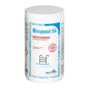 disinfettante granulare per acque di piscine biopool 56 in barattolo da 1kg
