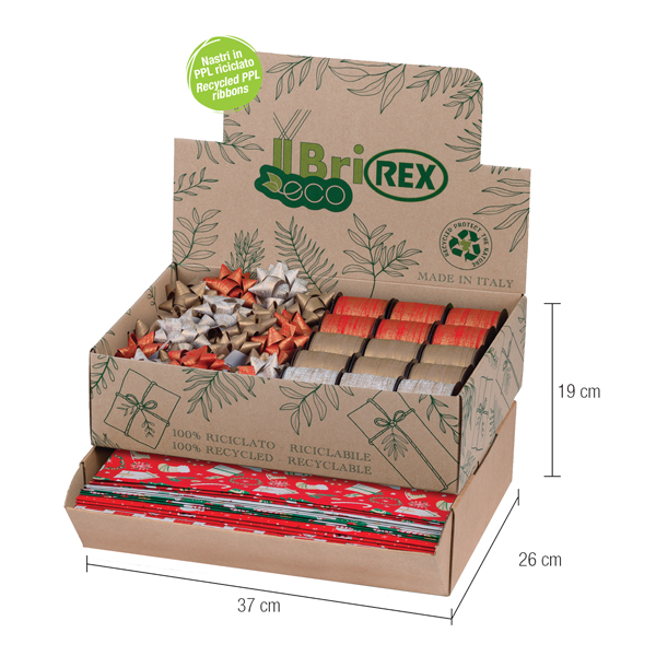 espositore ecocarta 100fg + 50 stelle + 30 rocchetti fantasie natale rex sadoch