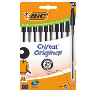 scatola 10 penne sfera cristal original punta 1,0mm nero bic