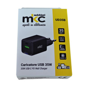 caricatore usb 35w 1 usb-c+ 1 usb-a nero-mkc