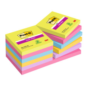 blocco 90foglietti post-it super sticky 76x76mm ultracolor 654-12ssucc