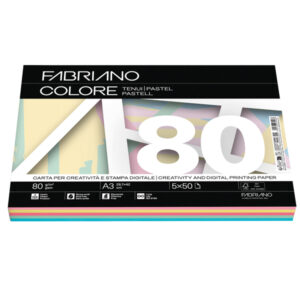 fabrianocolore a3 80gr 250fg mix 5 colori tenui fabriano
