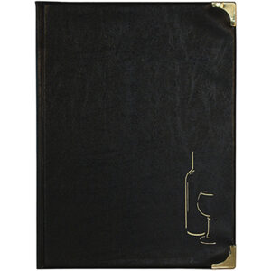 carta dei vini a4-31,5x24cm nero in pvc basic con 4+2 buste fisse