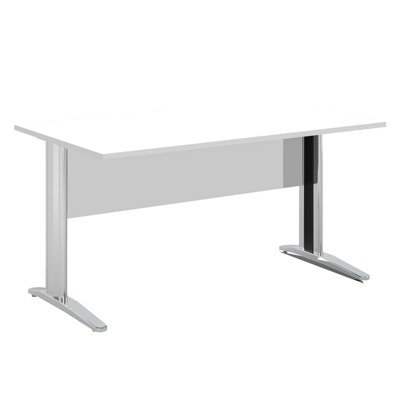 scrivania lineare 160x80cm bianco - fianchi vernic. effetto cromato easy