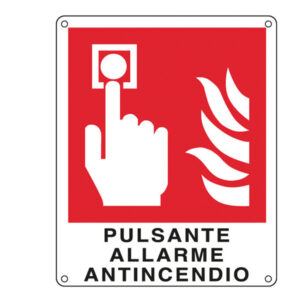 cartello alluminio 12x14,5cm 'pulsante allarme antincendio''