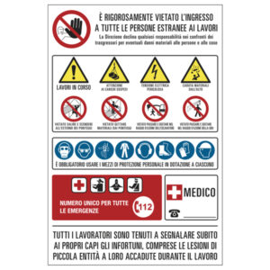 cartello polionda 67x100cm cantiere multisimbolo
