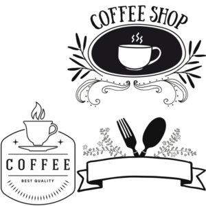 set 3 stencil a tema cibobevande per vetri securit