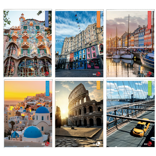 maxiquaderno a4 40fg+2 80gr rigo di 1rigo c/margine citta' bm