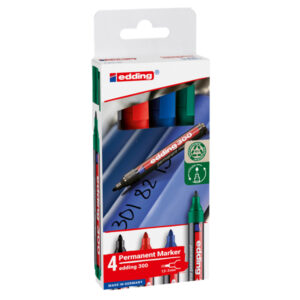 astuccio 4 marcatore permanente eddig 300 punta conica colori assortiti