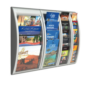 espositore da parete 4 tasche a4-orizzontali grigioquick fit system