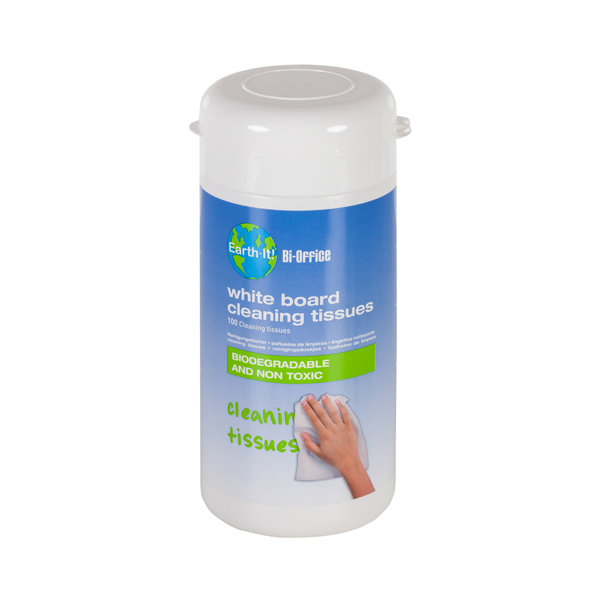 100 salviette di pulizia per lavagne bianche earth-it bi-office