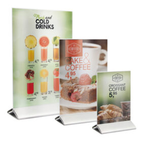 display da tavolo a4 base acciaio securit