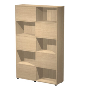 libreria alta a 5 ripiani ante scorr. 120x35cm h191cm rovere/rovere - tetris