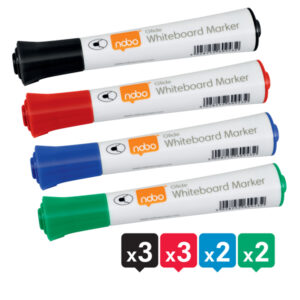 astuccio 10 pennarelli glide per lavagne bianche punta tonda colori ass.ti nobo