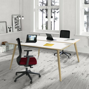 scrivania a 2 postazioni contrap. 160x166cm rovere/bianco woody