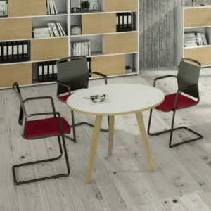 tavolo alto tondo d100xh105cm rovere/bianco woody