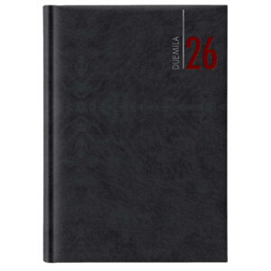 agenda giornaliera 2026 dim.14,5x20,5cm cop. in carta imbottita nero
