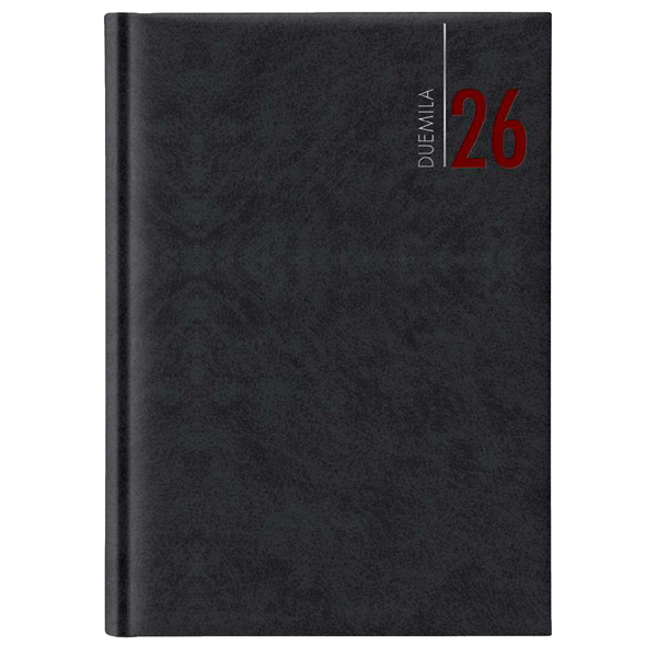 agenda giornaliera 2026 dim.14,5x20,5cm cop. in carta imbottita nero
