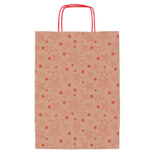 shopper natale stelline rosse 16x8x21cm sadoch