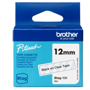 brother nastro btag131 da 12mm nero su trasparente - lunghezza 4 mt