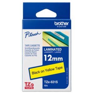 brother nastro laminato nero/giallo 12mm x 4 - tze631s
