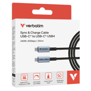verbatim cavo di sincronizzazione e ricarica usb-c a usb-c_240w_40gbps_ 120 c